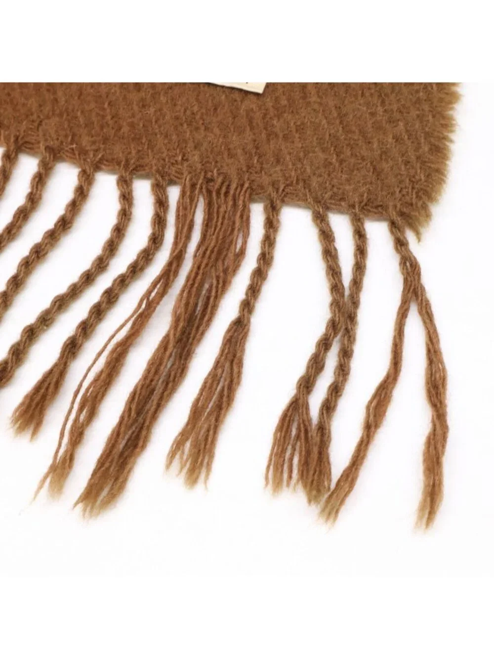 Hermes Block Check Wool Fringe Scarf